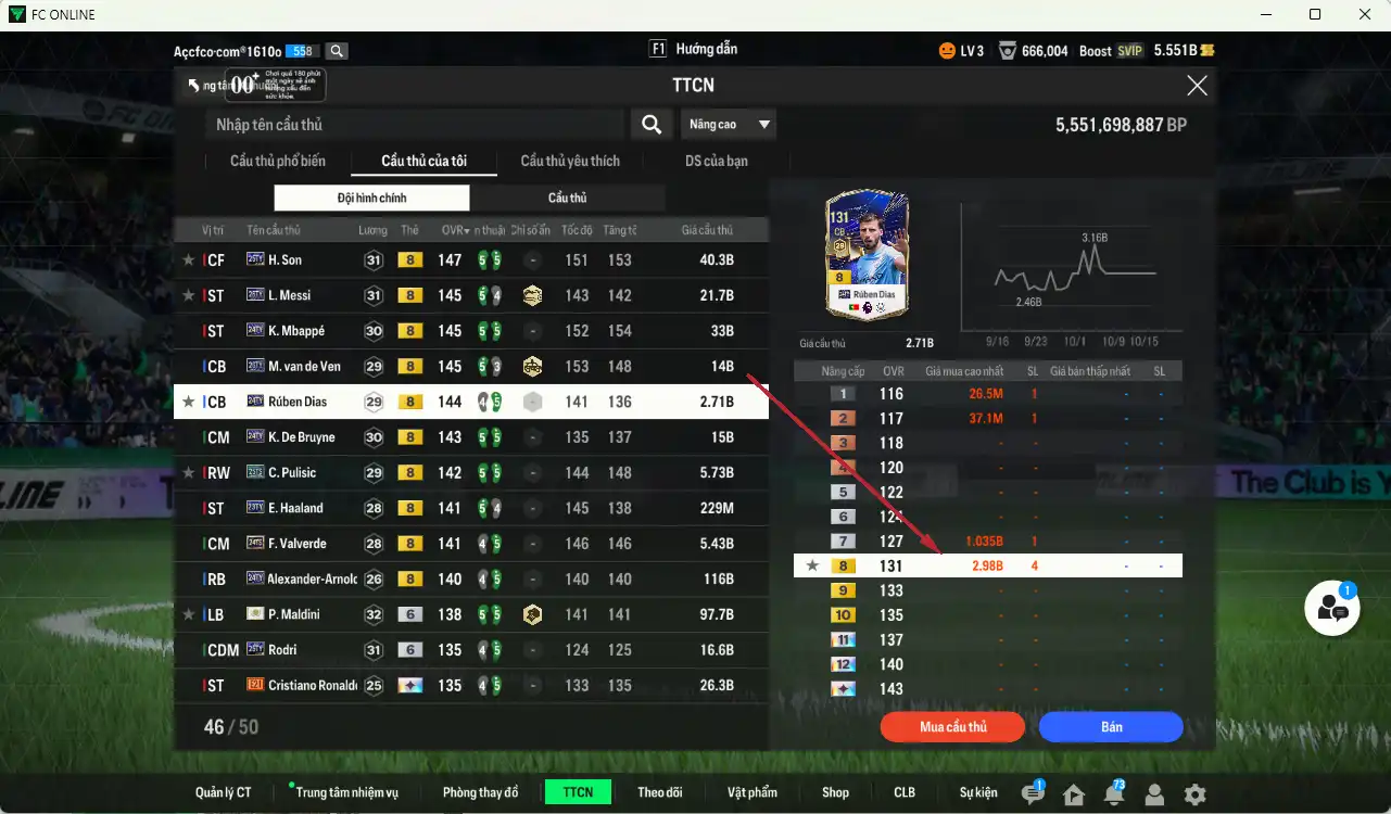 Ảnh [ACC Hiếm] Full mùa TOTY+8 vs TOTS+8 428.725b có Mbappé 24TY, H. Son 25TY, Messi 26TY, K. De Bruyne 24TY, Pulisic 25TS, Valverde 24TS, Haaland 23TY, Dias 23TY, Van de Ven 26TY… Full miniface, còn nhiều thẻ GIẢM THUẾ. HLV Siêu Xịn, đã full đào tạo chiến thuật lẫn chỉ số cầu thủ, còn rất nhiều CP và TC