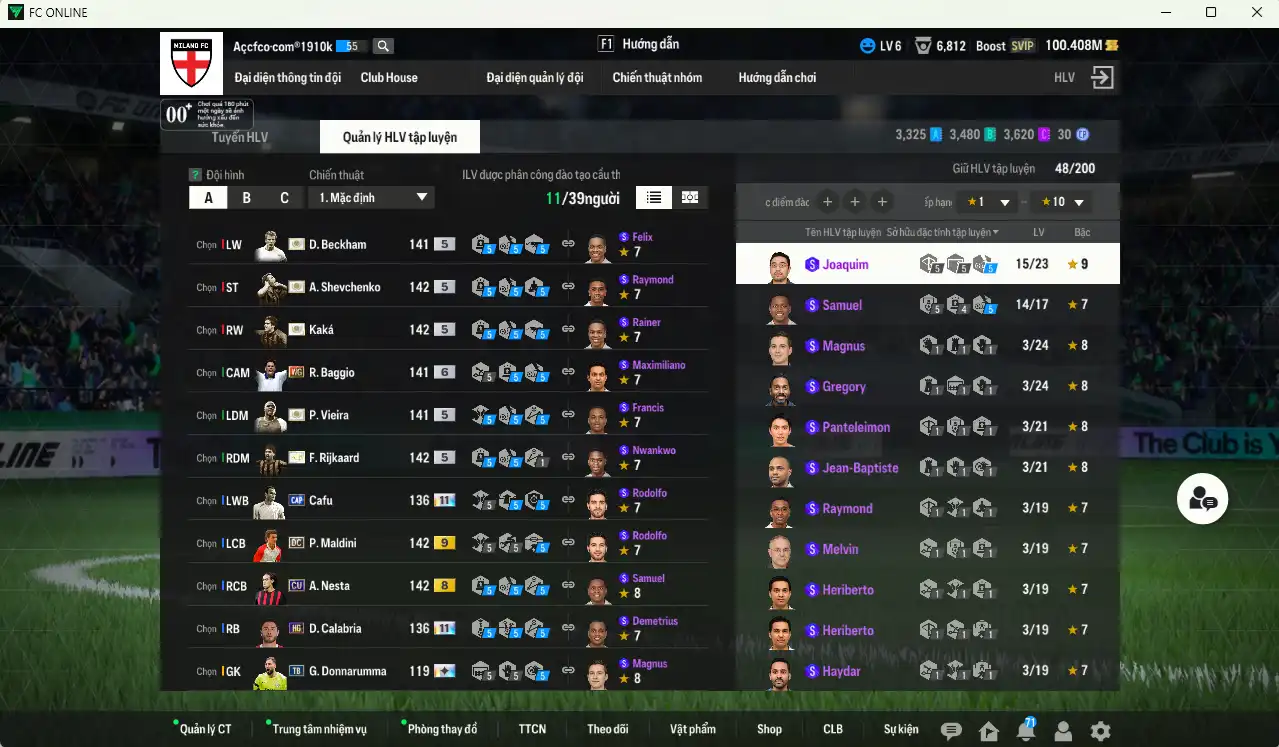 Ảnh AC Milan 155.270b có Sheva ITM, Rijkaard ITM, Beckham ITM, Kaká ITM, Vieira ITM, Ronaldo WG+6, Baggio WG+6…  Còn nhiều thẻ GIẢM THUẾ. HLV Xịn