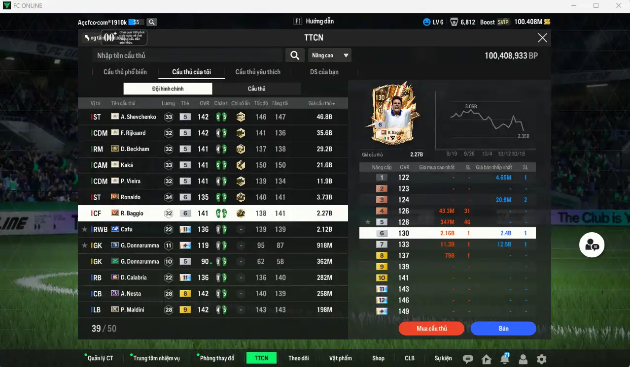 Ảnh AC Milan 155.270b có Sheva ITM, Rijkaard ITM, Beckham ITM, Kaká ITM, Vieira ITM, Ronaldo WG+6, Baggio WG+6…  Còn nhiều thẻ GIẢM THUẾ. HLV Xịn