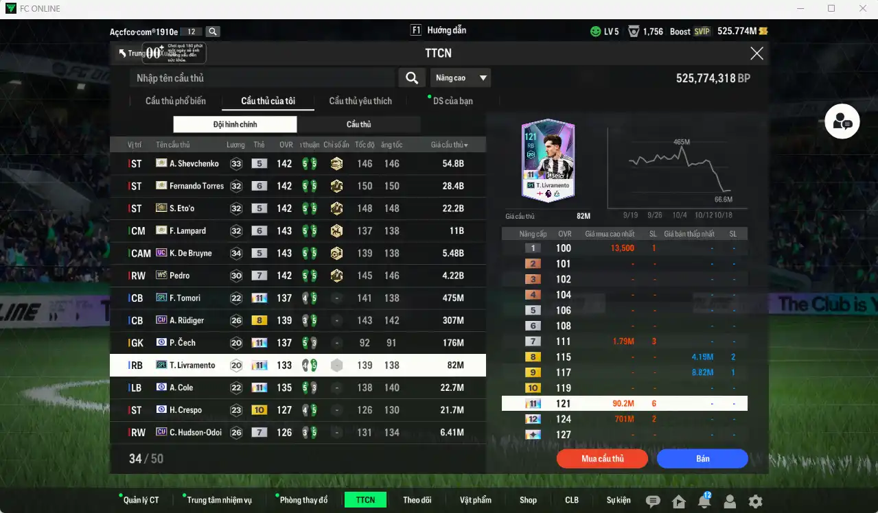 Ảnh Chelsea 127.190b có Sheva ITM, Torres ITM+6, Eto ITM, Lampard ITM+6, Pedro WS+7, De Bruyne UC…Còn thẻ GIẢM THUẾ. HLV tạm