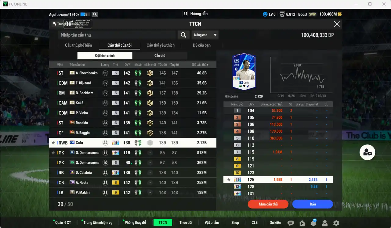 Ảnh AC Milan 155.270b có Sheva ITM, Rijkaard ITM, Beckham ITM, Kaká ITM, Vieira ITM, Ronaldo WG+6, Baggio WG+6…  Còn nhiều thẻ GIẢM THUẾ. HLV Xịn