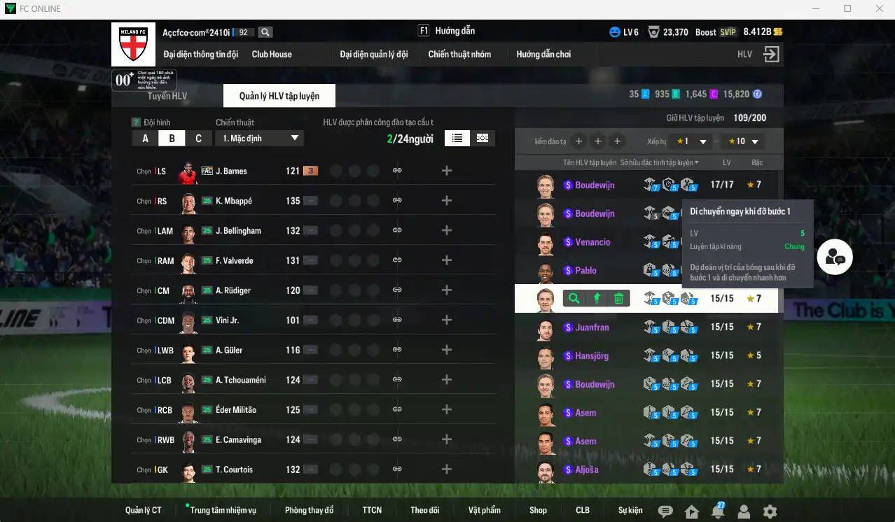 Ảnh ACC FCO chứa 8,412b BP trắng, có thẻ đổi tên. HLV Xịn, còn nhiều TC